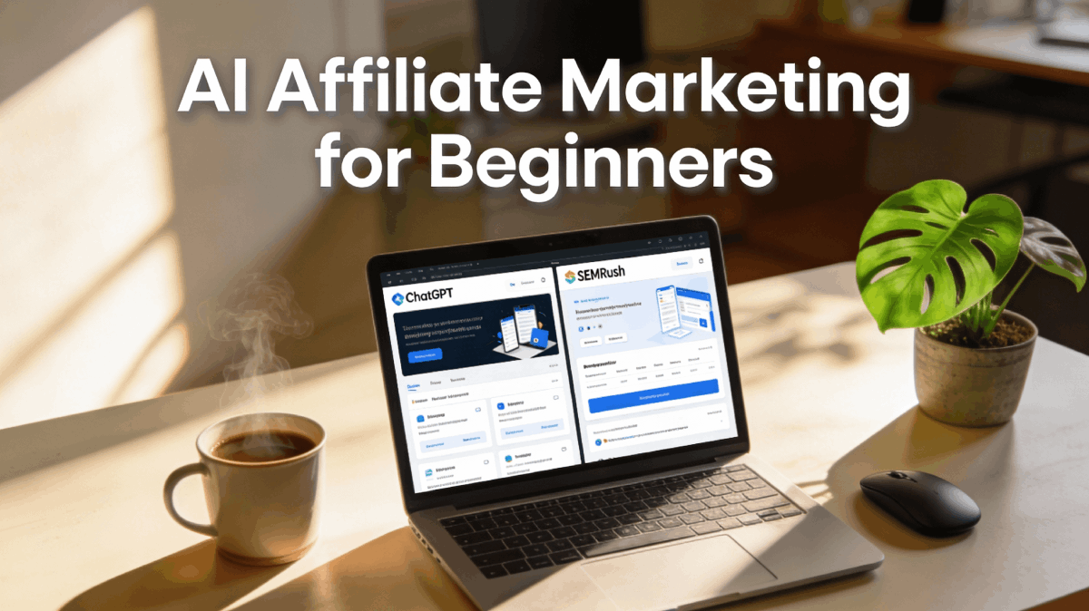 AI Affiliate Marketing for Beginners workspace with tools