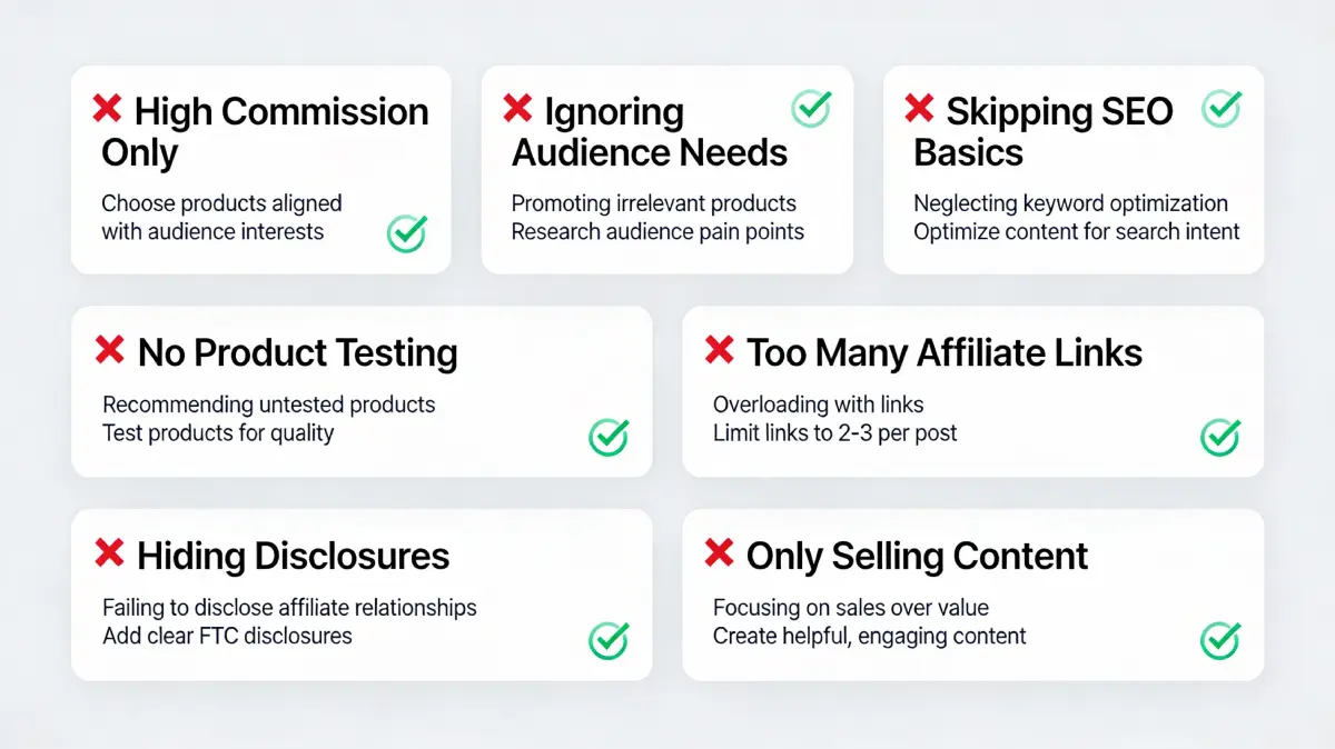 7 common affiliate marketing mistakes and solutions