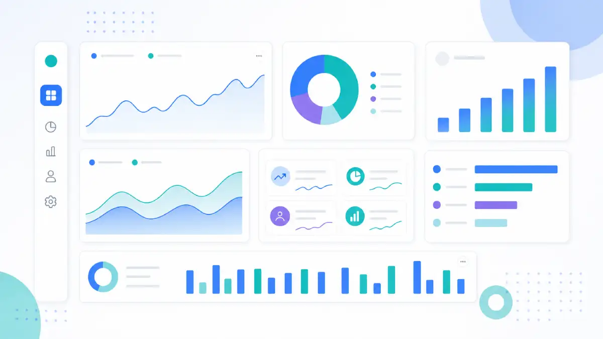 Abstract analytics dashboard with AI‑generated charts and graphs