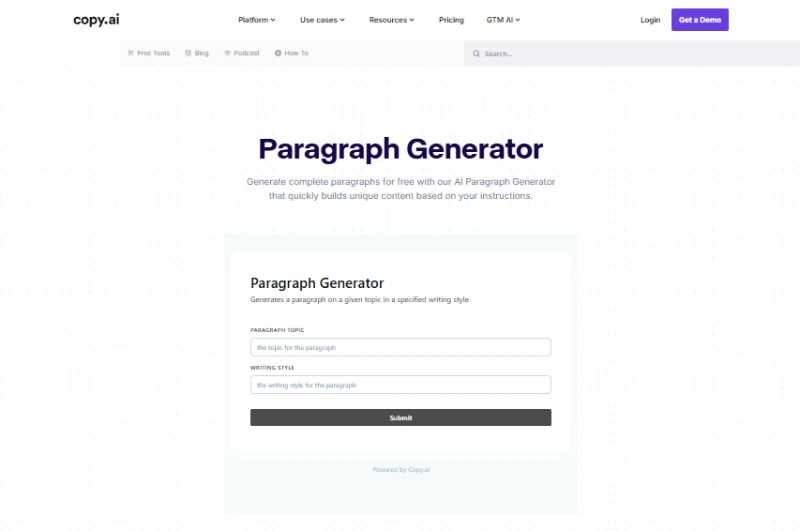 Paragraph generator by copy.ai