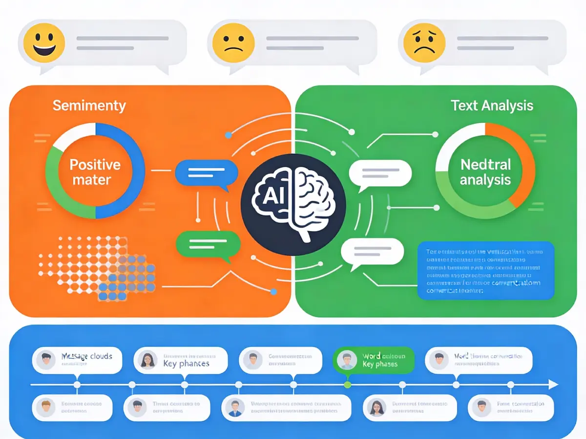 Visualización de análisis de sentimientos que muestra indicadores de emociones con métricas y análisis de sentimientos de clientes felices, neutrales y frustrados