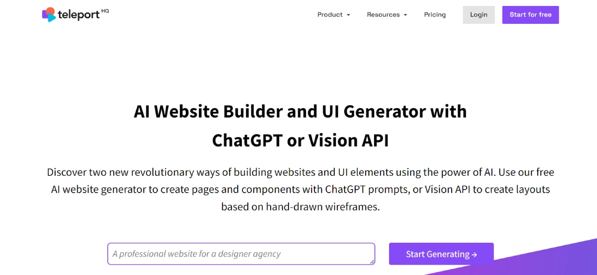 TeleportHQ Website Builder