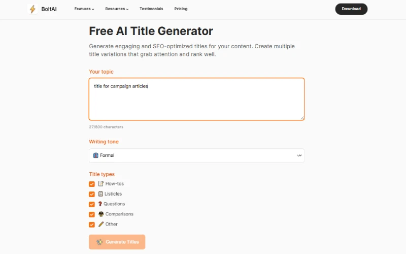 Title generator by boltai.com
