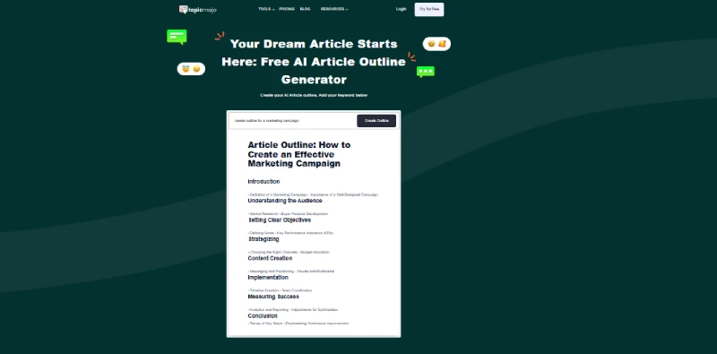 Outline generator by topicmojo.com