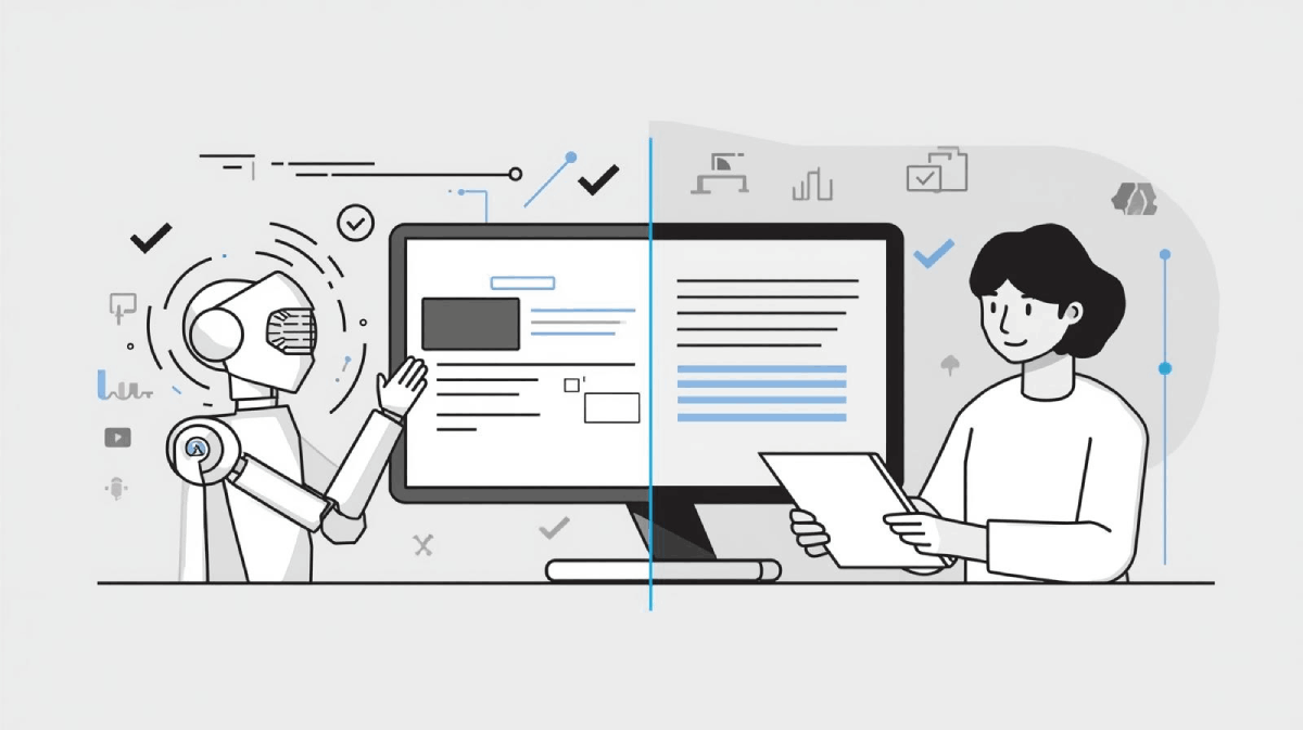 AI content detection process showing how detectors analyze text patterns to distinguish between AI-generated and human-written content